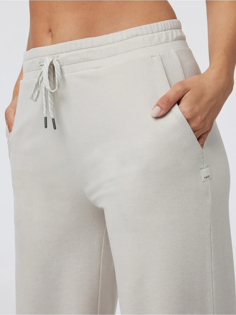 Vuori Wide Leg Drawstring Lounge Pants in Cream